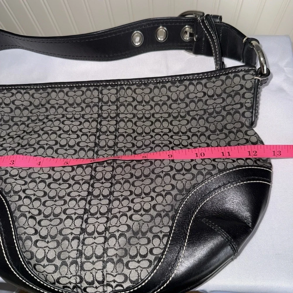 Coach Soho Signature C Crescent Hobo Handbag Shoulder Bag Purse Black
